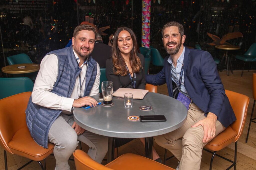Guests Enjoying Drinks With Dublin Skyline In Background - E17