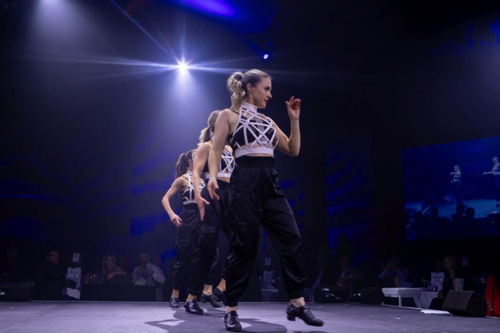Dancers At The Stage In Convention Centre During The Corporate Gala Awards In Dublin Ccd, Photographer Took Photo At The Angle Irish Dancaers - E17