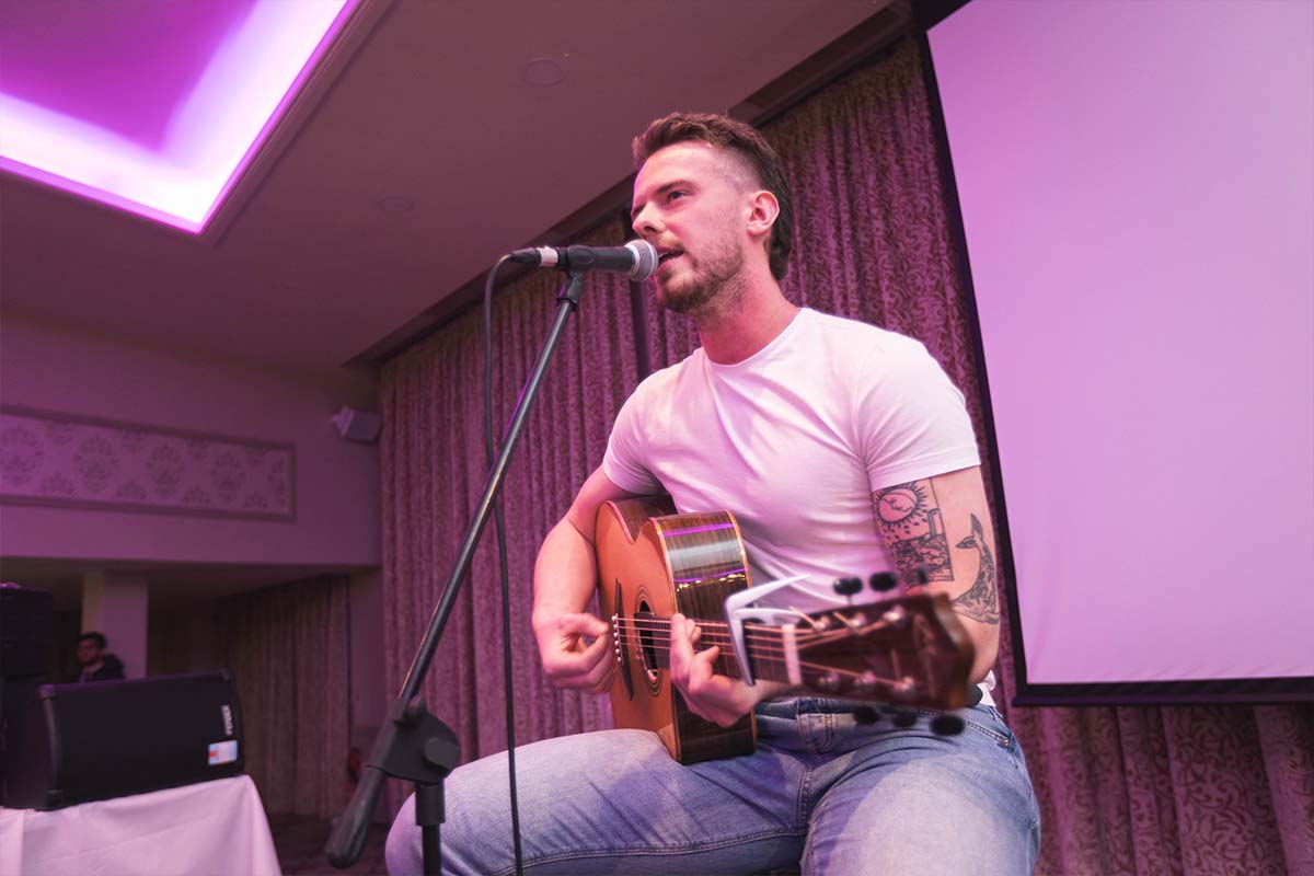 Candid photography at a company Christmas celebration in Dublin