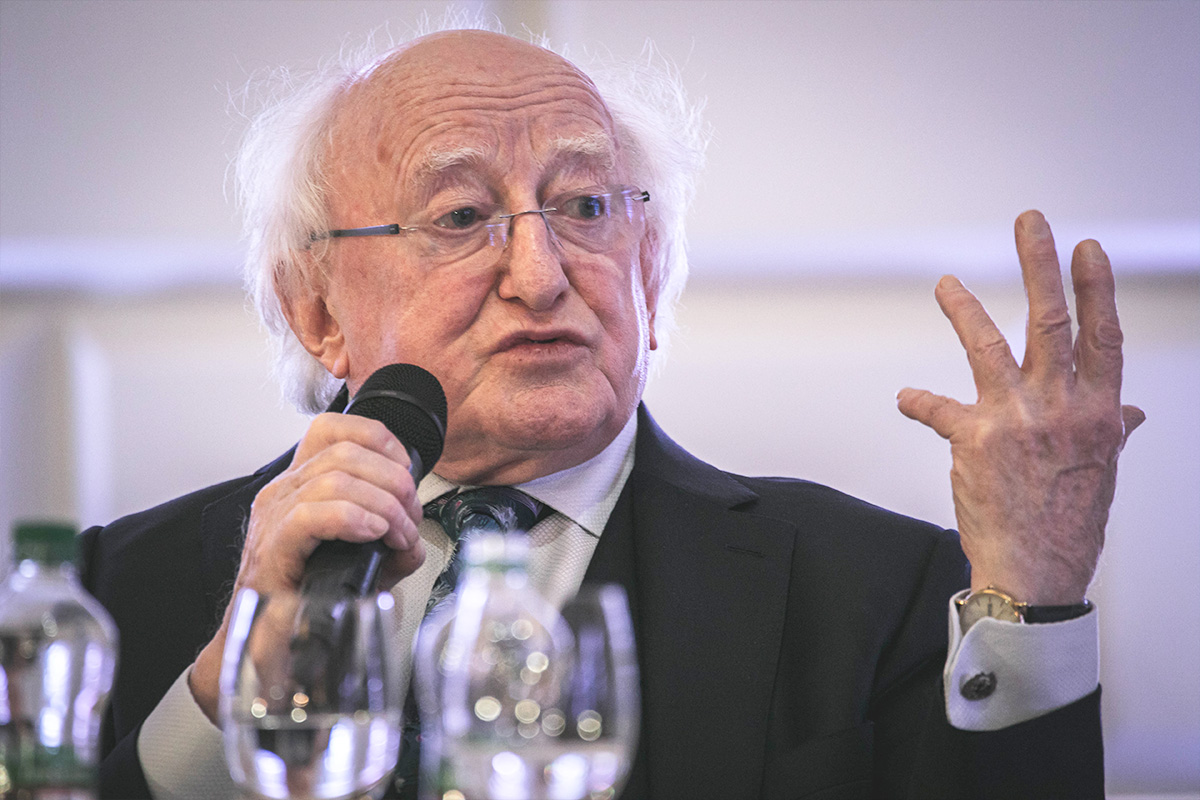 Press photographer covering an official event in Dublin