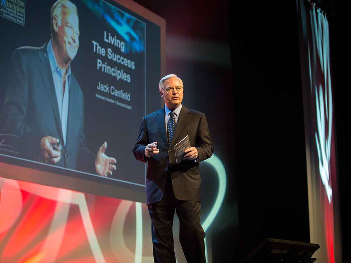 Jack Canfield on a conference stage in Dublin, Ireland